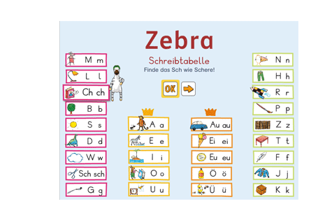 Das Zebra-Schreibtabellen-Spiel