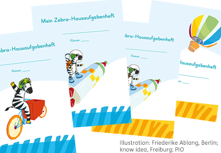 Zebra Hausaufgabenheft-Umschläge für Klasse 1 und 2