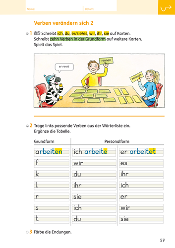 Wortartenplakat_Verben_3-12-270946_S57 Wortartenplakat Verben Verbenprobe Arbeitsheft Zebra Sprache 2 Seite 57