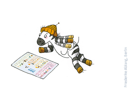 Franz Zebra mit Schreibtabelle