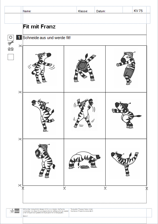 Zebra Lesen 1 Kopiervorlage Fit mit Franz