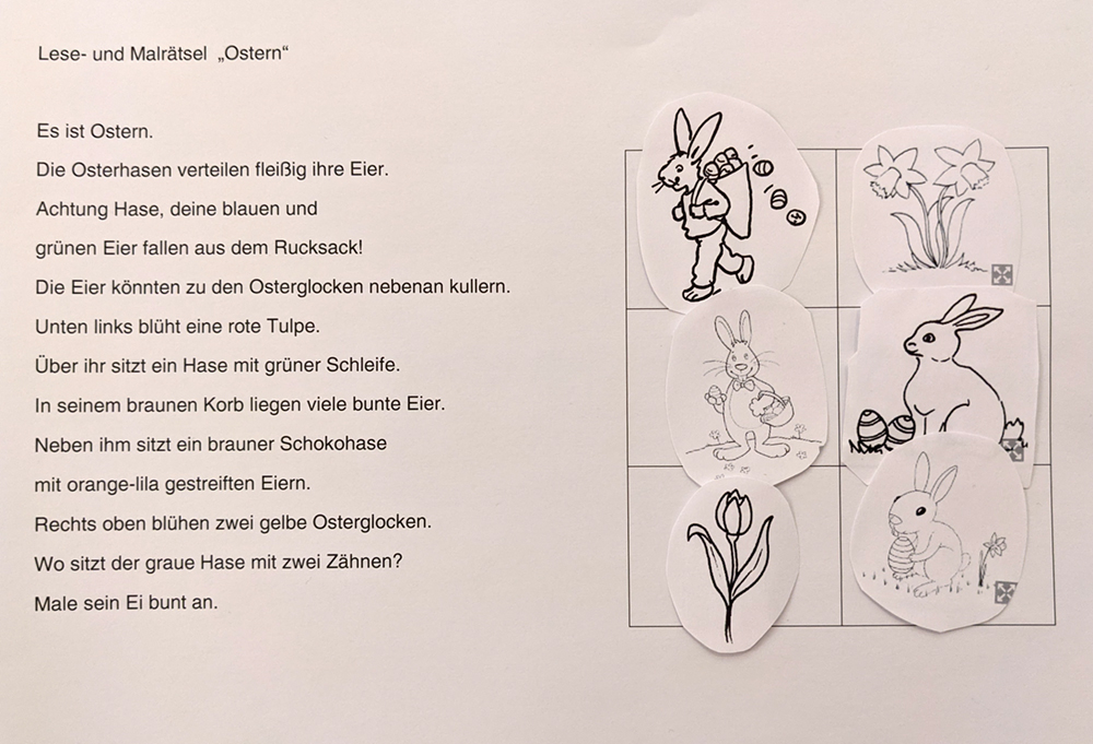 Zebras Leserätsel zu Ostern
