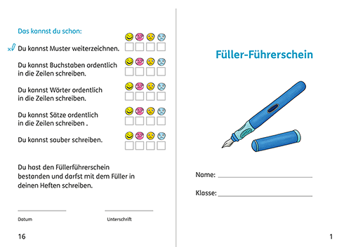 Zebra Schreiblehrgang Füllerführerschein zur Bestätigung des Schreiberfolgs
