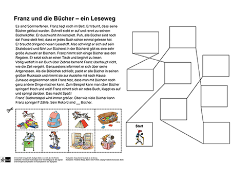Arbeitsblatt zum Leseweg von Franz Zebra