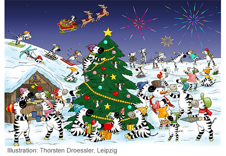 Die Gucklochmethode anwenden mit einem zauberhaften Zebra Weihnachtswimmelbild