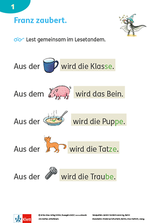 Trainieren der Leseflüssigkeit mit der Lesetandem-Kartei von Franz Zebra