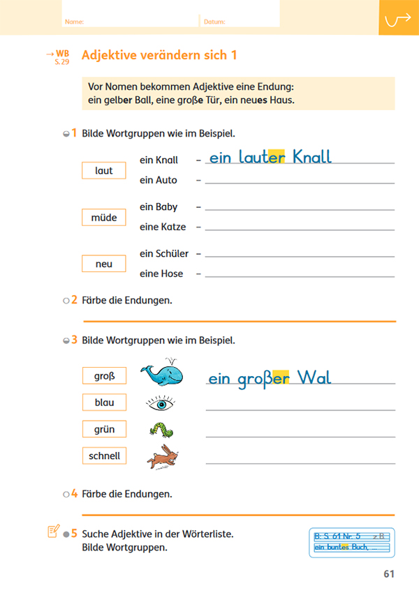 Zebra_270946_AHSprache_2_S61_1 Zebra Arbeitsheft Sprache 2 - Nominalgruppen