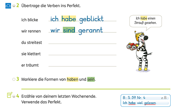 Zebra_270964_AHSprache_3_S59_2 Zebra Arbeitsheft Sprache 3 - Bildung des Perfekts durch den Verbkomplex