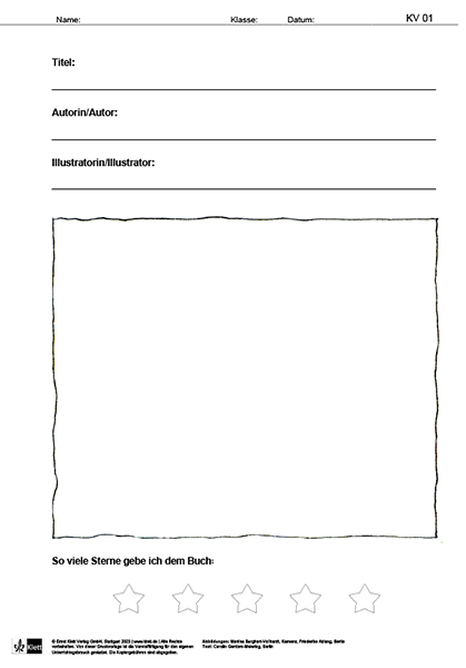 Zebrafanclub_Lesen_Buchvorstellung Kopiervorlage Mein Lieblingsbuch vorstellen