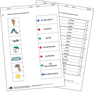 Zebrafanclub_Wimmelbild_Sommer_Arbeitsblaetter_DaZ Arbeitsblätter Nomen und Verben zu Zebras Lesespurgeschichte zum Wimmelbild Sommer