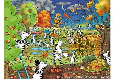 Zebras Wimmelbild Herbst für die Grundschule – viele Ideen für den Deutsch- und DaZ-Unterricht