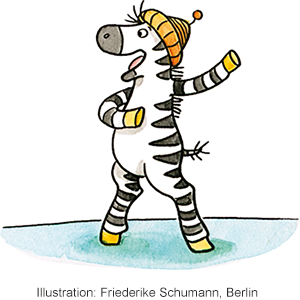 Die Handpuppe von Zebra Franz als Dialogpartner im Unterricht