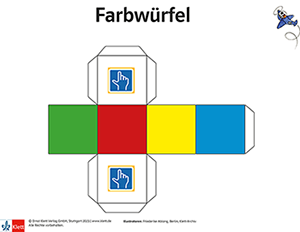 Spielerische Wortschatzarbeit - Netz für das Erstellen eines farbigen Würfels