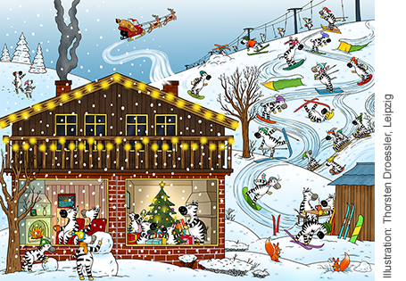 Zebras Wimmelbild Winter – Sprache untersuchen in Klasse 2–4