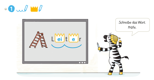 Zebrafanclub_Hilfen_Zebra_BHPlus Zebra Buchstabenheft Plus 2024: Franz gibt am Whiteboard Strategietipps