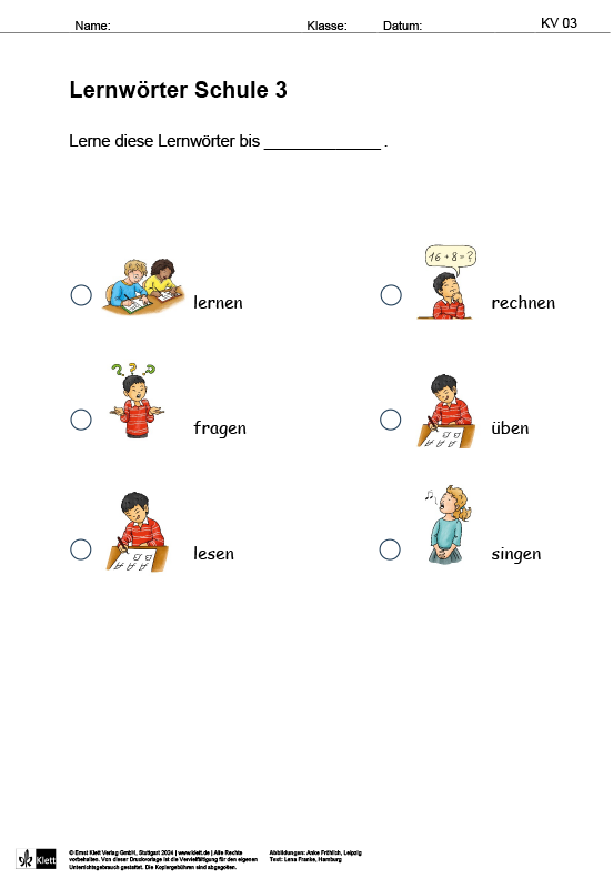 Zebras Lernwörter Themenkreis Schule Nomen