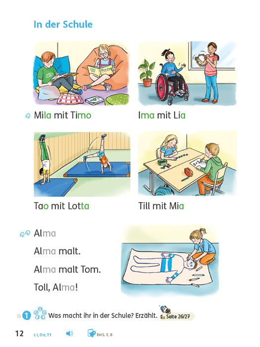 Leseseite 12 im Zebra Lesebuch 1, 2024