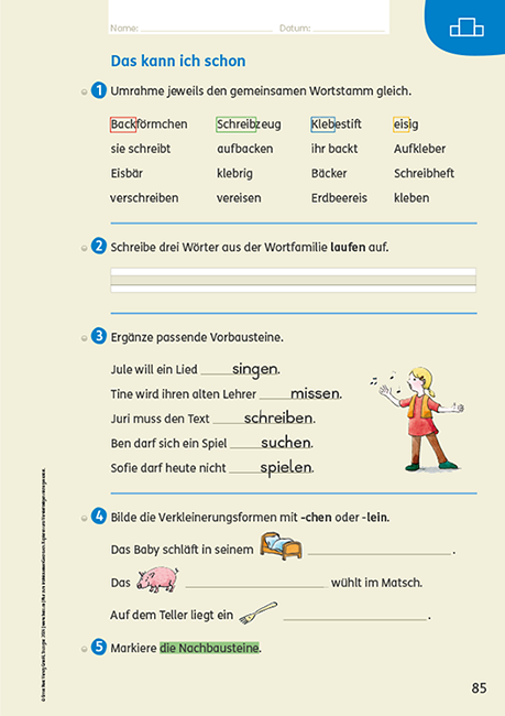 Das kann ich schon-Seite im Zebra Arbeitsheft Sprache 2 2024