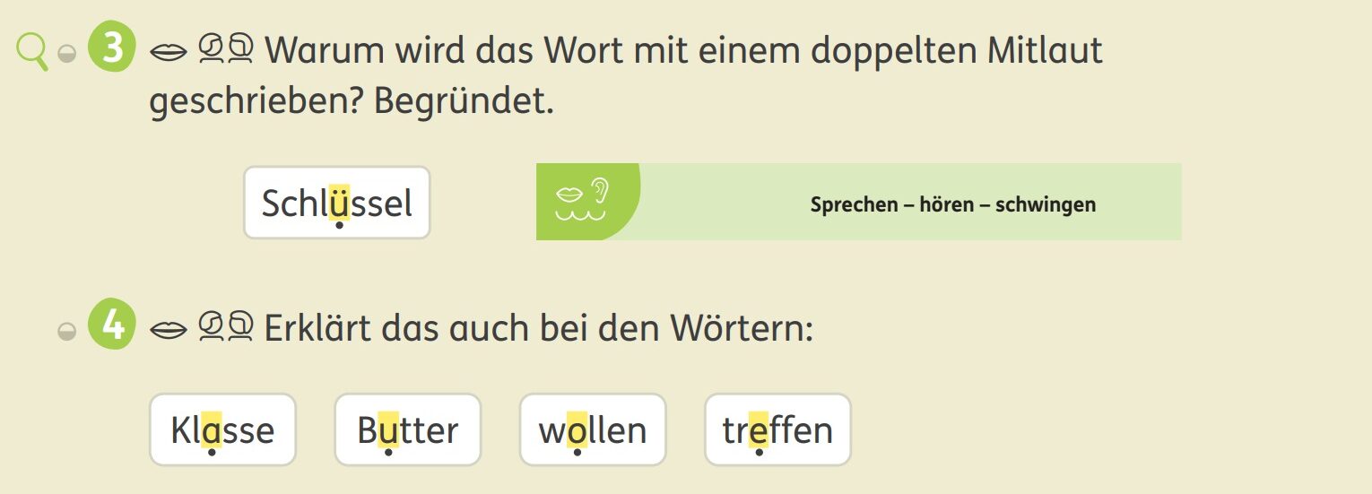 Vereinfachter Einstieg ins Rechtschreibgespräch, Auszug aus Zebra 2 Sprache Förderheft
