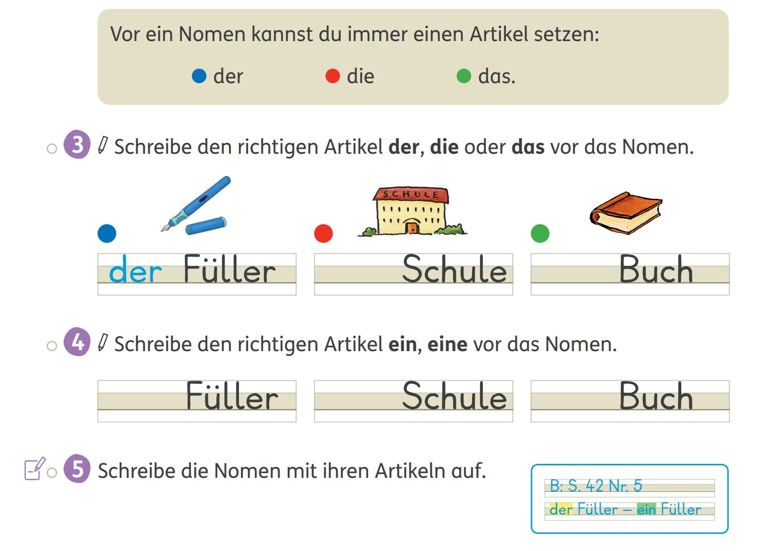 Verstärkter Einsatz visueller Hilfen, Auszug aus Zebra 2 Sprache Förderheft