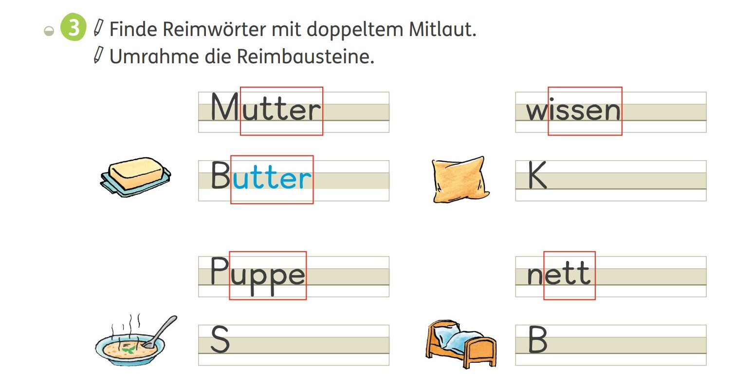 Verstärkter Einsatz visueller Hilfen, Auszug aus Zebra 2 Sprache Förderheft
