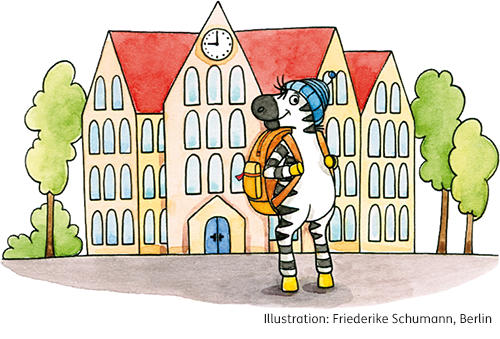 Zebra Franz sagt Herzlich willkommen zu allen Schulanfängerinnen und Schulanfängern