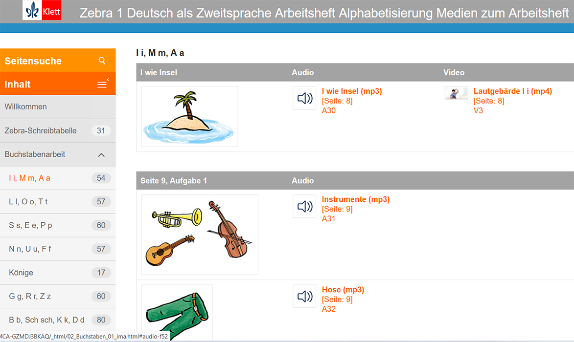 Zebra Deutsch als Zweitsprache Arbeitsheft Alphabetisierung Mediensammlung