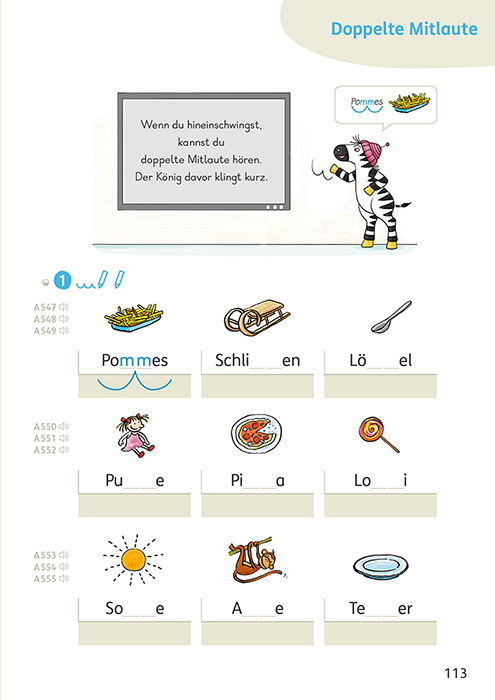 Zebra Deutsch als Zweitsprache Arbeitsheft Alphabetisierung Seite 113