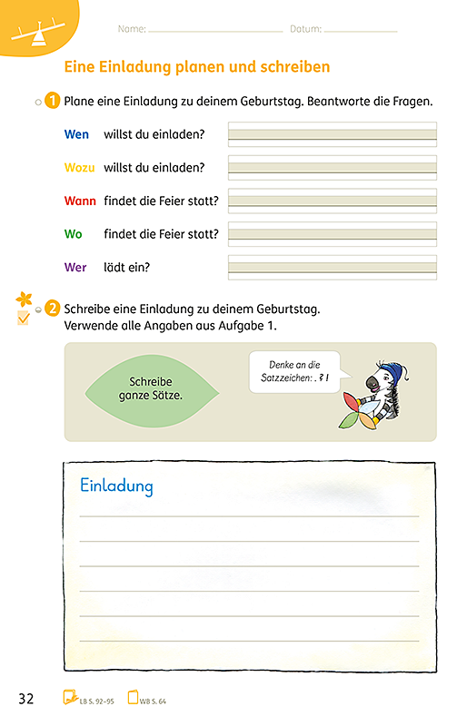 Zebra Arbeitsheft Lesen / Schreiben Klasse 2 – Seite 32