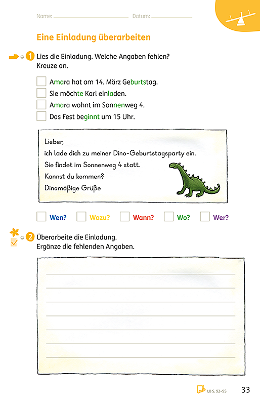 Zebra Arbeitsheft Lesen / Schreiben Klasse 2 – Seite 33