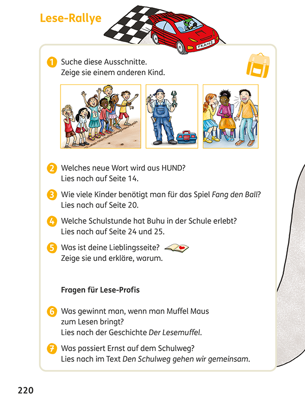 Zebra Lesebuch Klasse 2 – Seite 220 Lese-Rallye