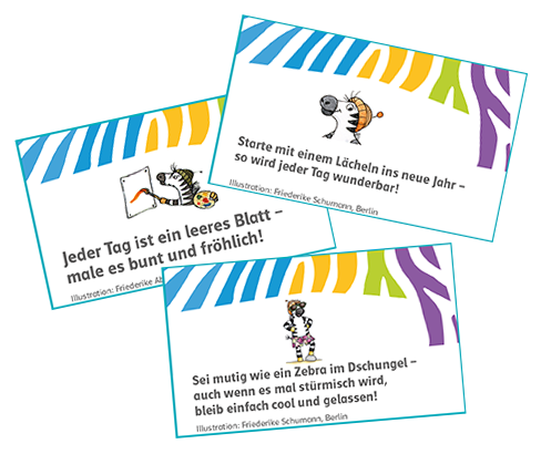 Zebras Willkommenskärtchen fürs neue Zebra-Jahr 2025