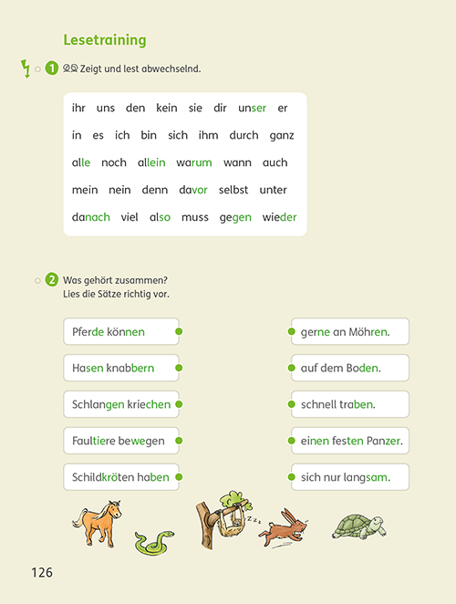 Lesebuch Klasse 3: Lesetrainingseite