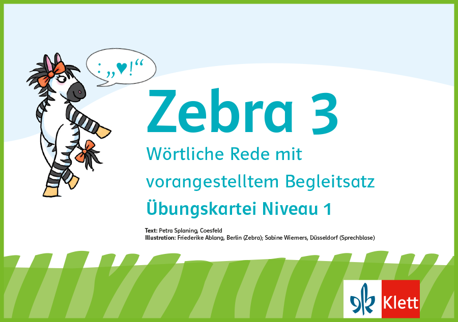 Zebra Kartei Wörtliche Rede mit vorangestelltem Begleitsatz in drei Niveaustufen