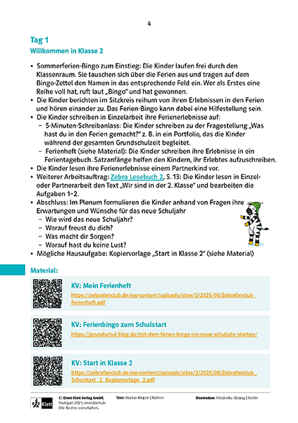 Handreichung Zebra für Klasse 2: Vorschau Seite 4