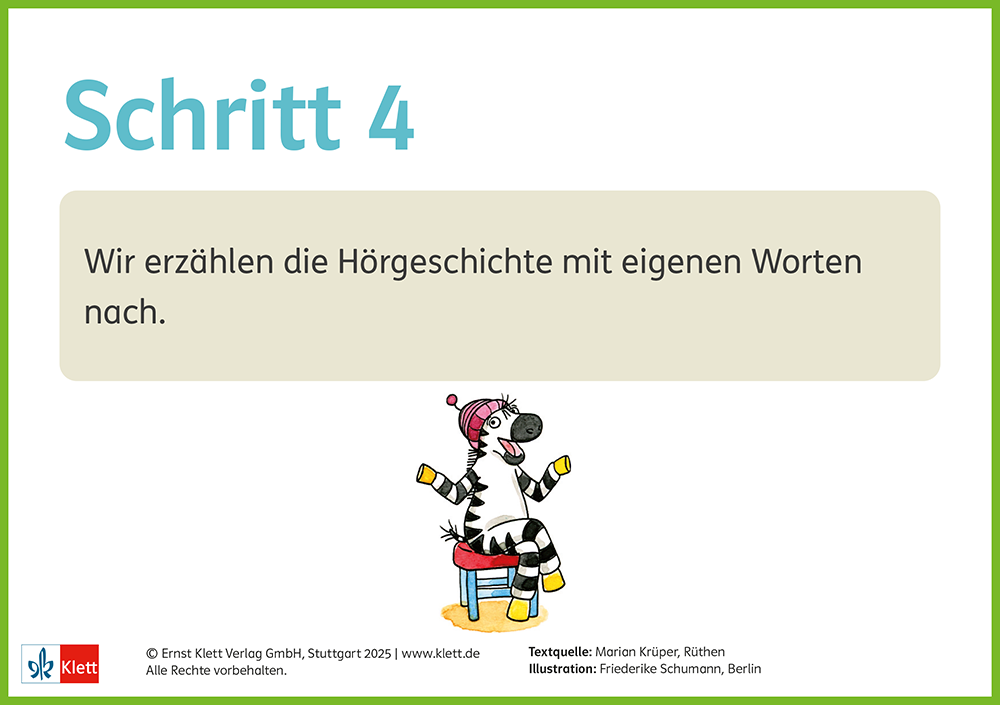 Ablauf einer Hörkonferenz? Schritt 4: Erzähle mit eigenen Worten nach.