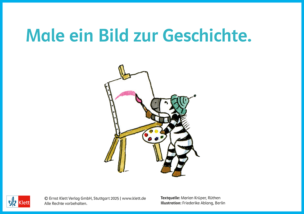 Im Anschluss an das Hören der Hörgeschichten können die Kinder weiterführende Aufträge ausführen: Male ein Bild zur Geschichte.