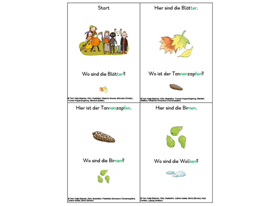 Zebra Lesespiel Herbst Niveaustufe 1