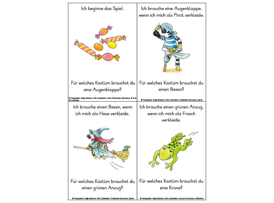 Zebra Lesespiel Karneval Niveaustufe 2