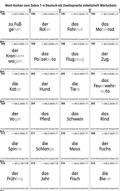 Zebra DaZ Arbeitsheft Wortschatz Bild-Karten Schülermaterial, S. 18
