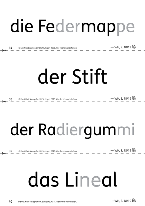 Zebra DaZ Arbeitsheft Wortschatz Wort-Karten Lehrermaterial S. 10