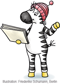 Zebra_Franz_Karten Zebra Franz hält Karten