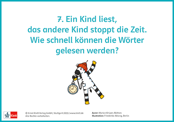 Zebra Blitzlesekarten für die Tafel