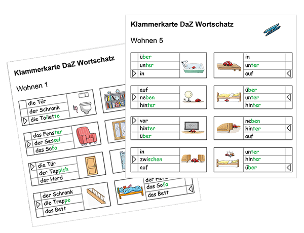 Zebrafanclub_Klammerkarten_Wohnen Klammerkarten zum Thema Wohnen unterstützen in der Wortschatzarbeit.