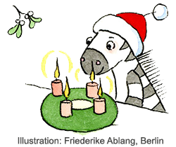 Zebra Franz wünscht eine schöne Adventszeit!