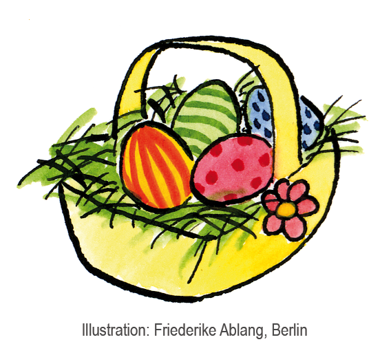 Osterkorb Osterkorb mit vier Ostereiern
