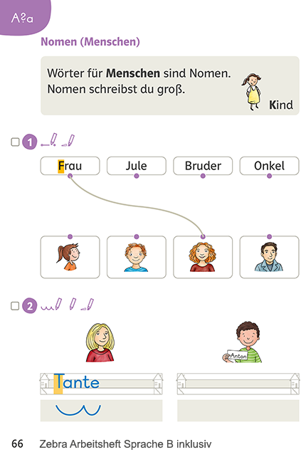 Zebra Arbeitsheft Sprache B inklusiv, Seite 66