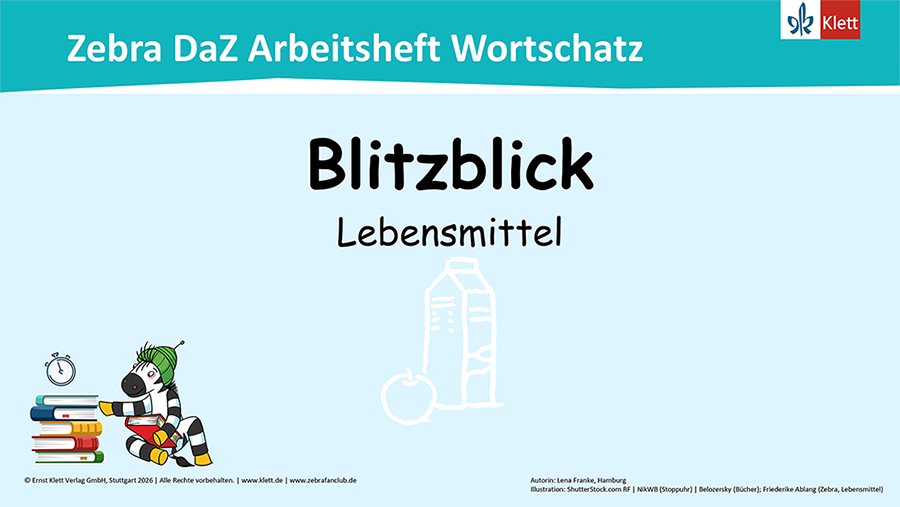 Wortschatztraining mit dem Blitzblick Lebensmittel