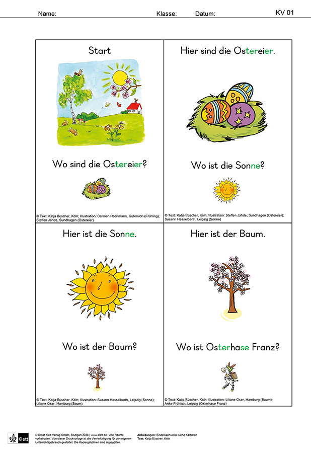 Lesespiel Ostern Niveau 1