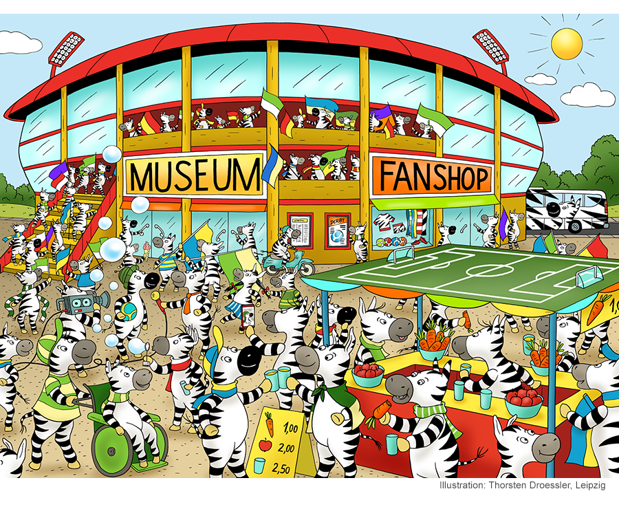 Zebras Wimmelbild zur Fußball-Weltmeisterschaft 2026 farbig